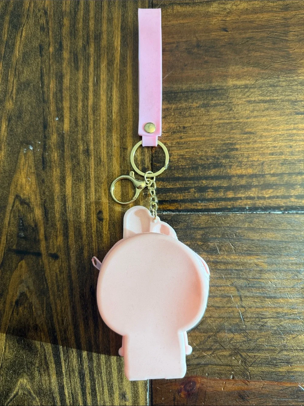 Kawaii Bunny-Themed Character Keychain Coin Pouch w/Goldtone Wristlet Strap